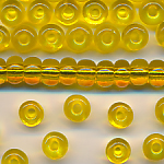 Rocailles gelb transparent, 100 Gramm, Größe 6,6 mm, Großloch