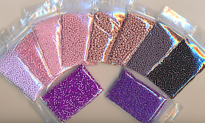 Wundertüte Rocailles violett lila, Inhalt 50 g, 6-10 Tüten pro Pack, Glas sortiert wechselnd