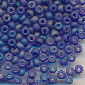 Rocailles blau matt rainbow, Inhalt 8 g, Größe 6/0 böhmisch