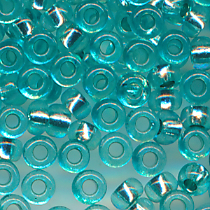 Rocailles türkis Silberblatt, Inhalt 8 g, Größe 11/0. böhmisch