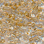 Superduo kristall Messing lining, Inhalt 30 Stück, Größe 5 x 2,5 mm, Twin-Beads