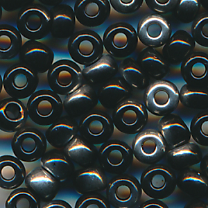 Rocailles schwarz Silberüberzug, Größe 9/0 (2,6 mm), 20 Gramm