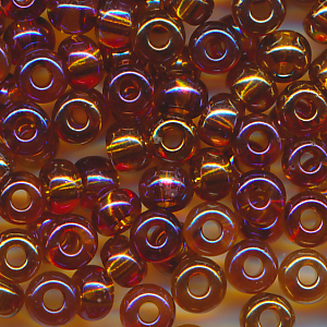 Rocailles dunkel-braun klar rainbow, Größe 10/0 (2,3 mm), 20 Gramm