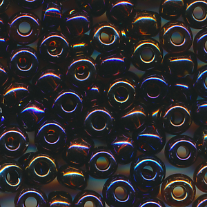 Rocailles schwarz-braun klar rainbow, Größe 6/0 (4,0 mm), 20 Gramm