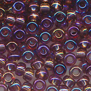 Rocailles aubergine-violett klar iris rainbow, Größe 10/0 (2,3 mm), 20 Gramm