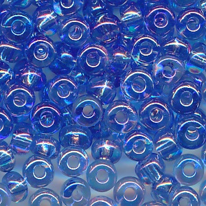 Rocailles kornblumen-blau klar rainbow, Größe 10/0 (2,3 mm), 20 Gramm