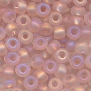 Rocailles Glasperlen, hell rosa klar rainbow matt, Größe 6/0 (4,0 mm), 20 Gramm