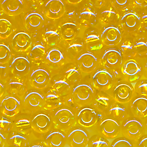 Rocailles gelb klar rainbow, Größe 10/0 (2,3 mm), 20 Gramm