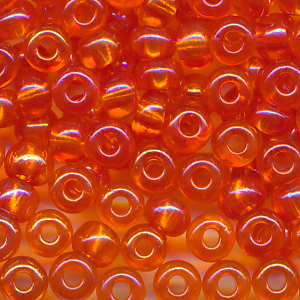 Rocailles orange klar rainbow, Größe 6/0 (4,0 mm), 20 Gramm