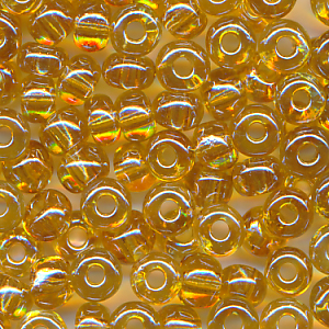 Rocailles lüster klar bernstein, Größe 8/0 (3,0 mm), 20 Gramm