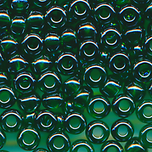 Rocailles lüster klar dark grün, Größe 10/0 (2,3 mm), 20 Gramm
