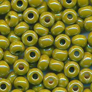 Rocaillesperlen lüster opak army-grün, Größe 6/0 (4,0 mm), 20 g