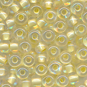 Rocaillesperlen lüster transparent gelb silber, Größe 6/0 (4,0 mm), 20 g