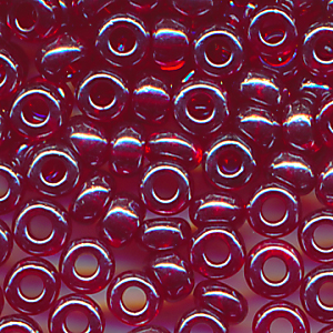 Rocailles lüster klar rubin-rot, Größe 10/0 (2,3 mm), 20 Gramm