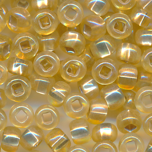 Rocailles Glasperlen, hell-gold rainbow, Größe 6/0 (4,0 mm), 20 Gramm