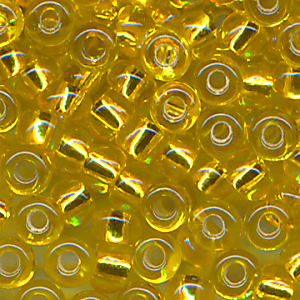 Rocailles hell gold Silbereinzug, Größe 9/0 (2,6 mm), 20 Gramm