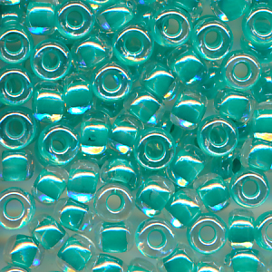 Rocailles kristall lining türkis, Größe 10/0 (2,3 mm), 20 Gramm