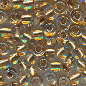 Rocailles kristall Messinggold-Einzug, Größe 7/0 (3,6 mm), 20 Gramm