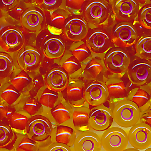 Rocailles kristall-gelb lining rot, Größe 9/0 (2,6 mm), 20 Gramm