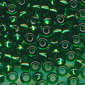 Rocailles dark grün Silber lining, Inhalt 6 g, Größe 14/0 (1,6 mm)