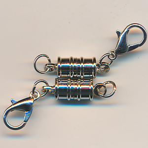 Magnetverschlüsse silber, Inhalt 2 Stück, Größe 36 mm, mit Karabiner
