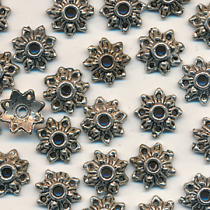 Perlkappen antik-silberfarben, Inhalt 12 Stück, Größe 8 mm