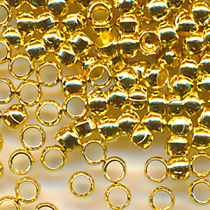 Quetschperlen honig goldfarbig, Inhalt 80 Stück, Größe 2,0 mm