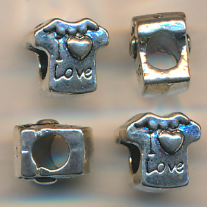 Metallperlen silberfarben, Inhalt 3 Stück, Größe 7 x 5 mm