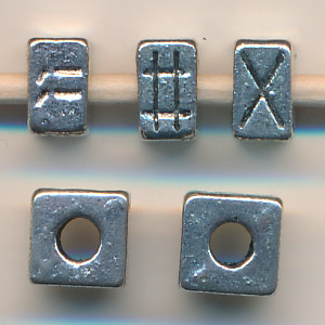 Metallperlen silberfarben, Inhalt 3 Stück, Größe 7 x 5 mm