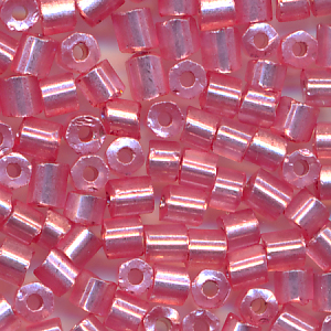 Stiftperlen rosa matt Silber lining, Inhalt 8 g, Größe 2 mm