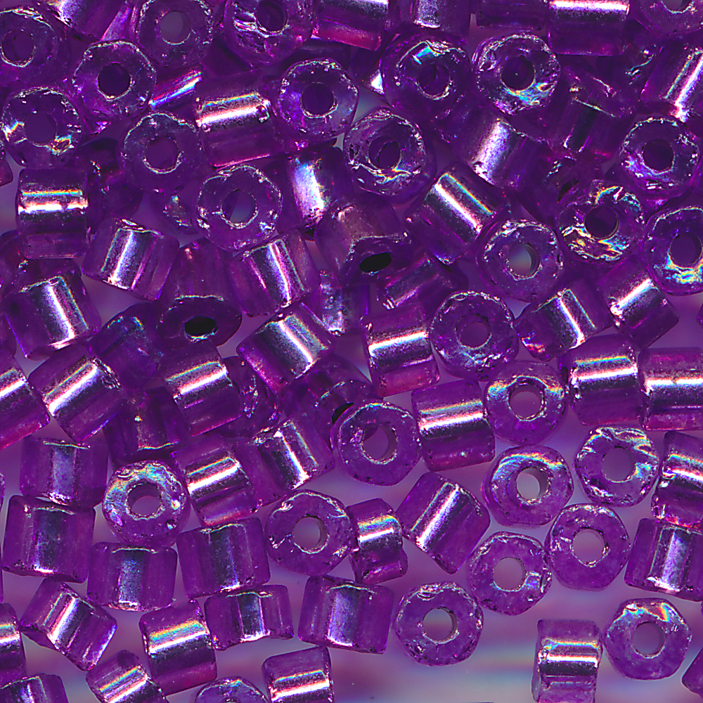 Hexa-Cut-Perlen amethyst lila silber lining, Inhalt 7 g, Größe 9/0
