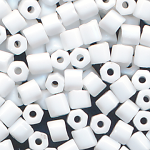 Hexa-Cut-Perlen weiß opak, Inhalt 7 g, Größe 10/0