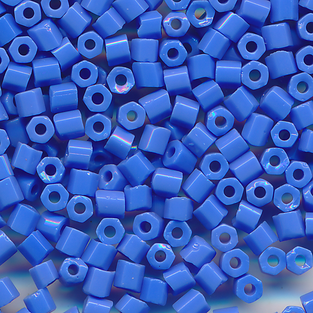 Hexa-Cut-Perlen blau opak lüster, Inhalt 7 g, Größe 12/0