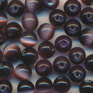 Katzenaugen aubergine, Inhalt 20 Stück, Größe 6 mm, cat eye Glasperlen