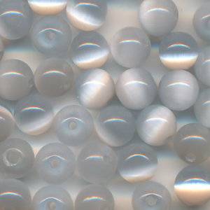 Katzenaugen grau, Inhalt 20 Stück, Größe 6 mm, cat eye Glasperlen