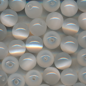 Katzenaugen weiß, Inhalt 12 Stück, Größe 8 mm, cat eye Glasperlen