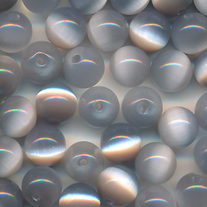 Katzenaugen silber grau, Inhalt 12 Stück, Größe 8 mm, cat eye Glasperlen