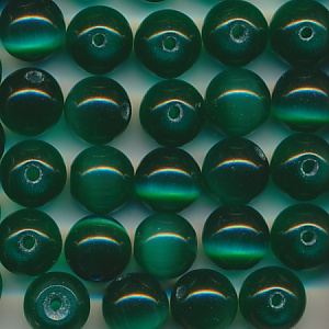 Katzenaugen tannen-grün, Inhalt 12 Stück, Größe 8 mm, cat eye Glasperlen