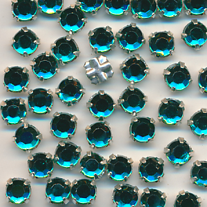 Strass emerald-grün, Inhalt 25 Stück, Größe 5 mm, gefasst