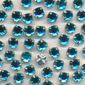 Strass aquamarin-blau, Inhalt 25 Stück, Größe 5 mm, gefasst