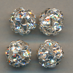 Strasskugel bergkristall silberfarben, 1 Stück, Größe 8 mm, gefasst, Preciosa*