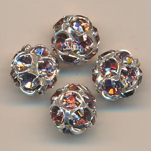 Strasskugel light amethyst silberfarben, 1 Stück, Größe 10 mm, gefasst, Preciosa