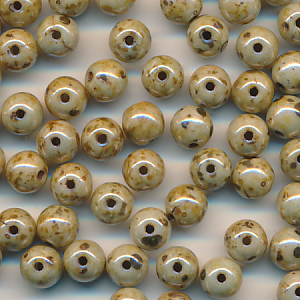 Glasperlen grün ocker lüster, Inhalt 15 Stück, Größe 6 mm