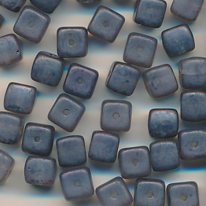 Glasperlen schiefer grau matt, Inhalt 12 Stück, Größe 6 mm, Würfel