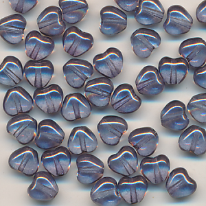 Glasperlen amethyst rainbow, Inhalt 30 Stück, Größe 6 mm, Herz