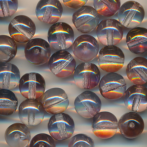 Glasperlen violett rosa rainbow, Inhalt 12 Stück, Größe 8 mm, Kugeln