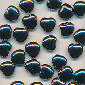 Glasperlen silber schwarz hämatite, Inhalt 10 Stück, Größe 8 mm