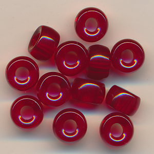 Glasperlen rot klar, Inhalt 9 Stück, Größe 9 x 6 mm