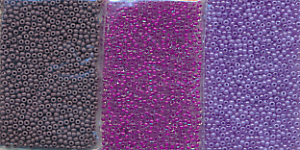 Rocailles böhmisch 3 Farben violett lila, Inhalt 30 g, Größe 11/0