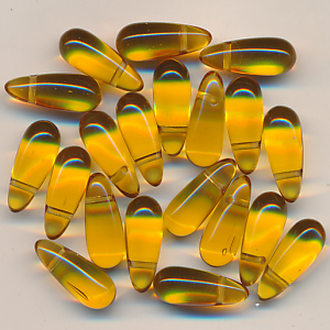 Glasperlen bernstein klar, Inhalt 10 Stück, Größe 13 x 5 mm, Tropfen